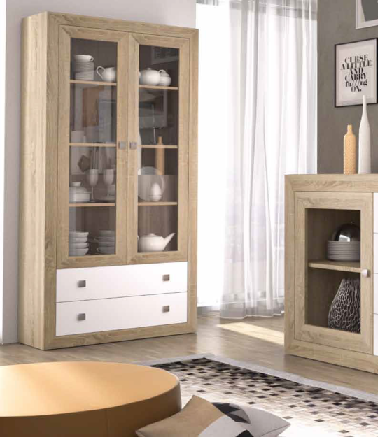 Vitrina para Salón Praga Cambrian/Blanco - Muebles Moya