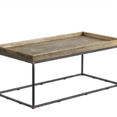 Mesa de centro con pies metálicas y tablero de madera