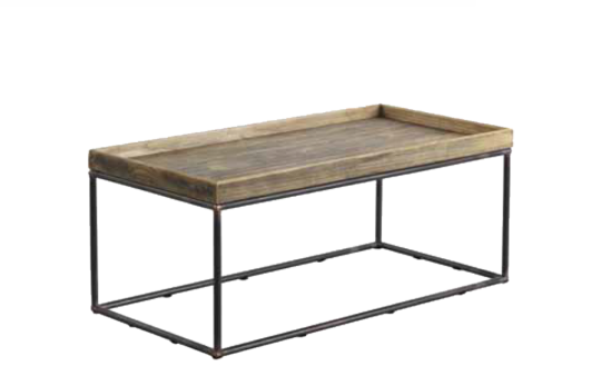 Mesa de centro con pies metálicas y tablero de madera