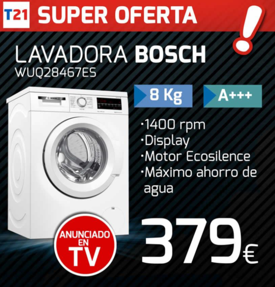 Lavadora BOSCH WUQ-28467ES 8 KG 1400 RPM A+++
